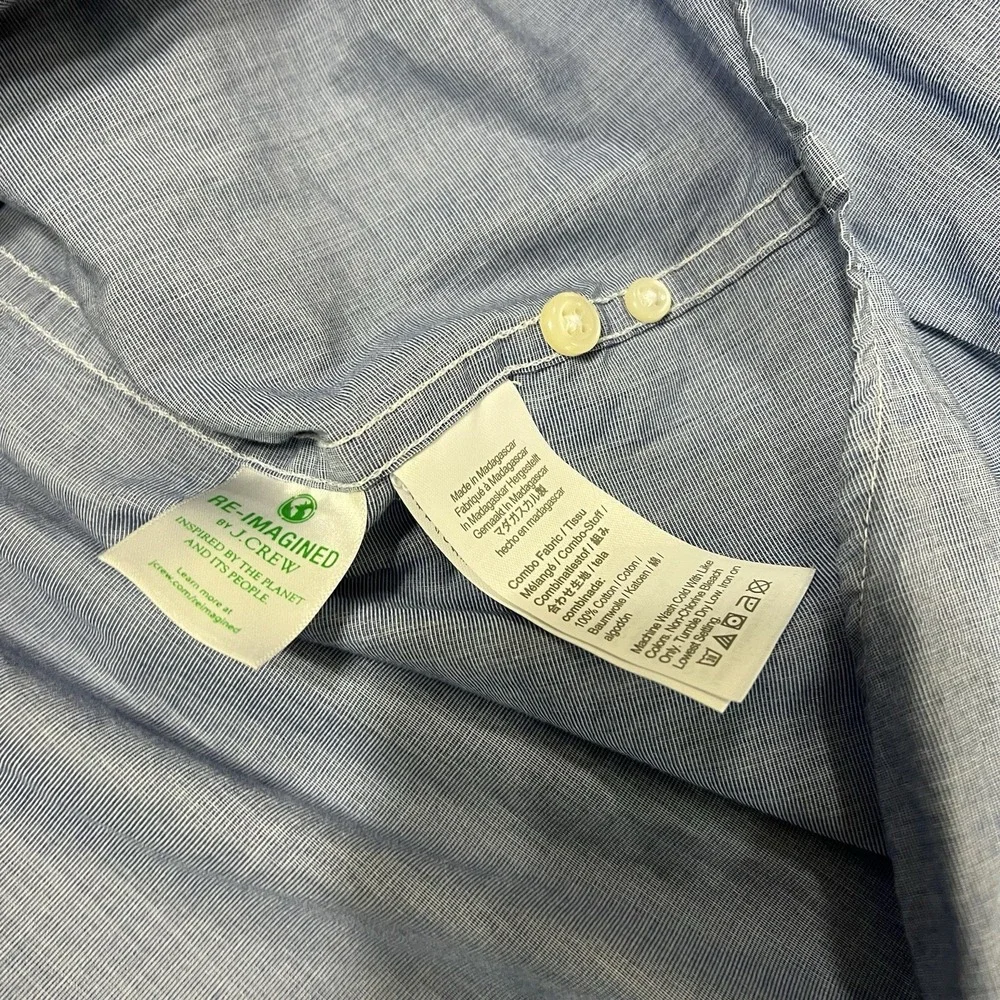 J. Crew Mens Relaxed Secret Wash‎ Cotton Button Down Shirt Waterfall Blue Large